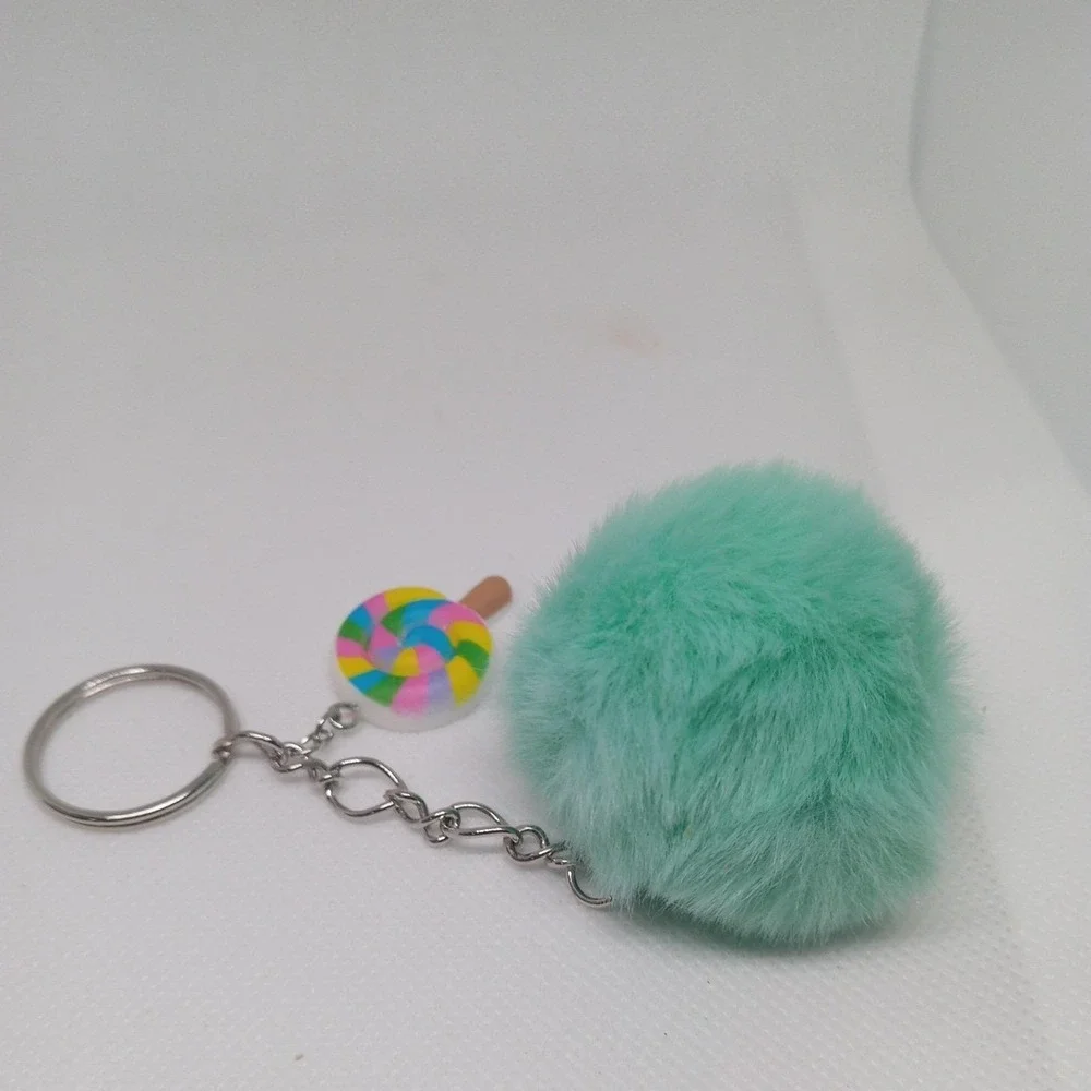 Hand Made Mini Lolipop Charm With a Green Pom Pom